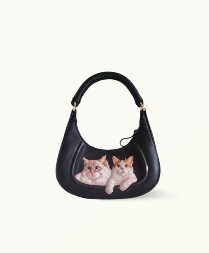 Custom leather tote bag with pet portrait