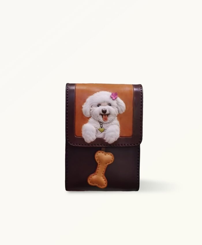 Small two-tone leather shoulder bag with pet portrait
