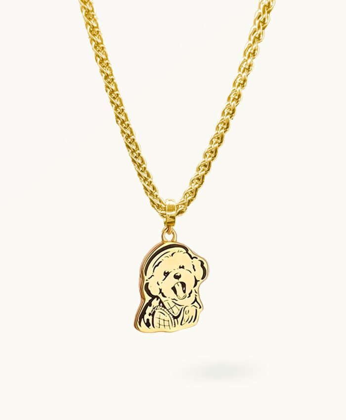 Big sterling silver pet portrait necklace