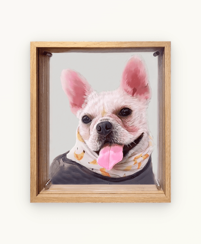 3D layered hand-painted custom pet portrait