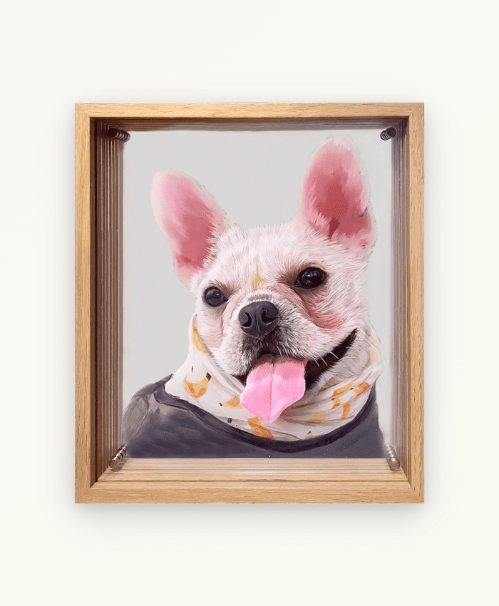 3D layered hand-painted custom pet portrait