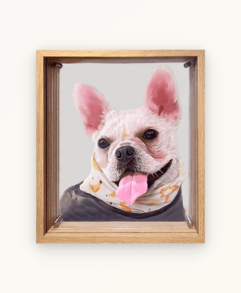 3D layered hand-painted custom pet portrait