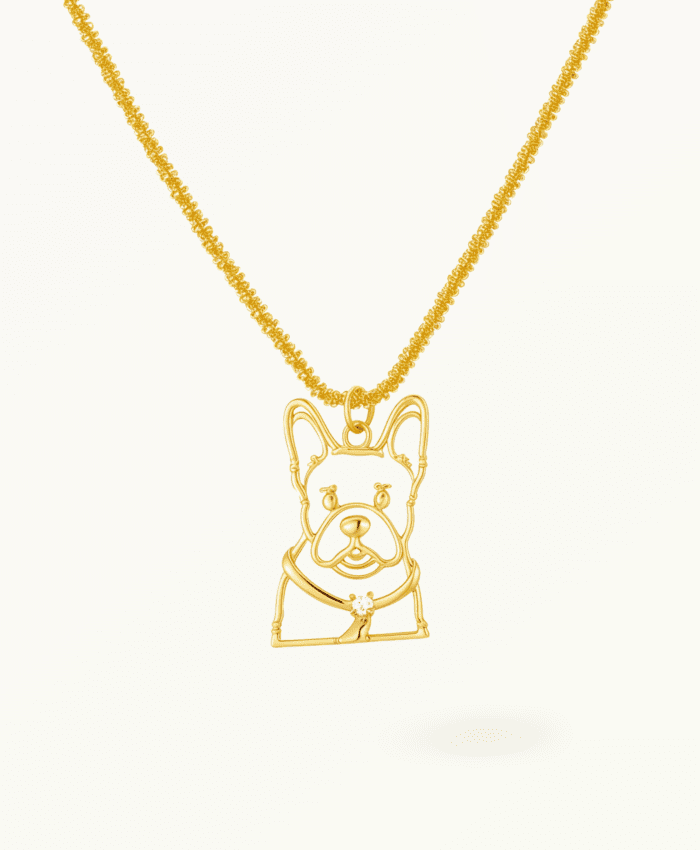 Custom pet portrait zircon necklace in sterling silver