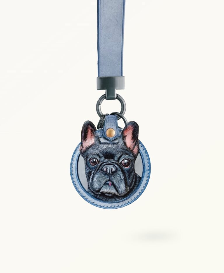 Stylish round pet leather pendant with custom carving